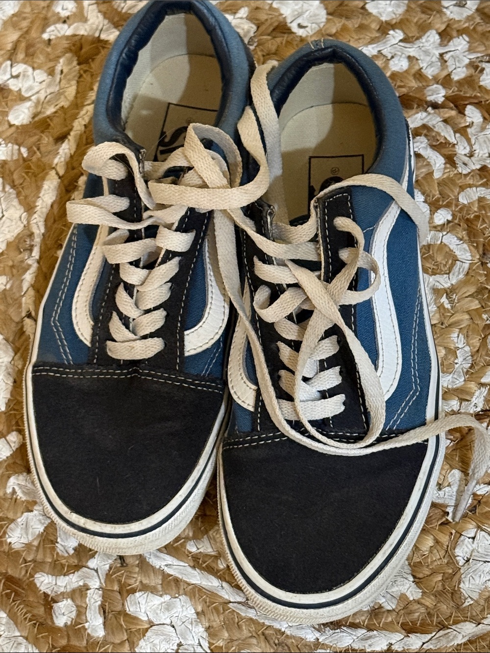 Vans Blue & Black Low-Top Sneakers with White Stripe